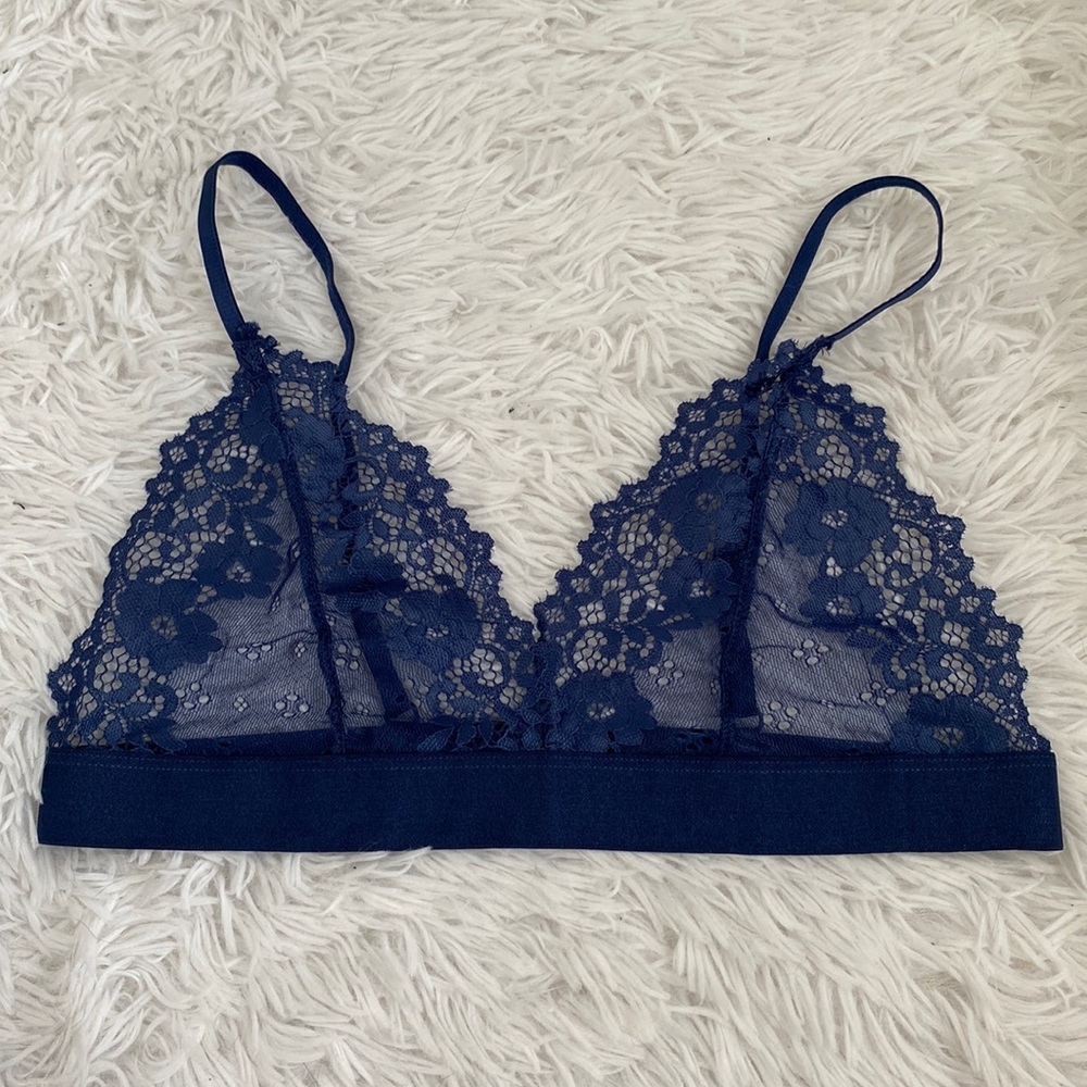 Dark blue lace bralette